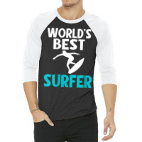 Womens Worlds Best Surfer Wake Surfer V Neck T Shirt 3/4 Sleeve Shirt | Artistshot