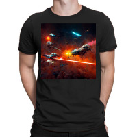 Epic Space Battle Painting Poster Chaotic Laser Fight T-shirt | Artistshot