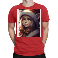 Red Cat Santa Lady T-shirt | Artistshot