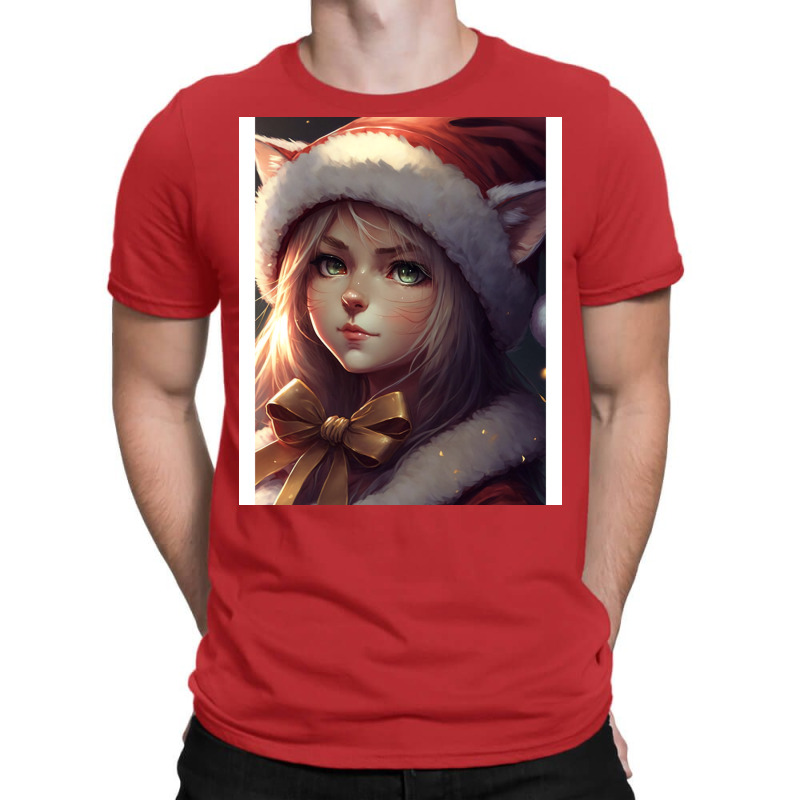 Red Cat Santa Lady T-shirt | Artistshot