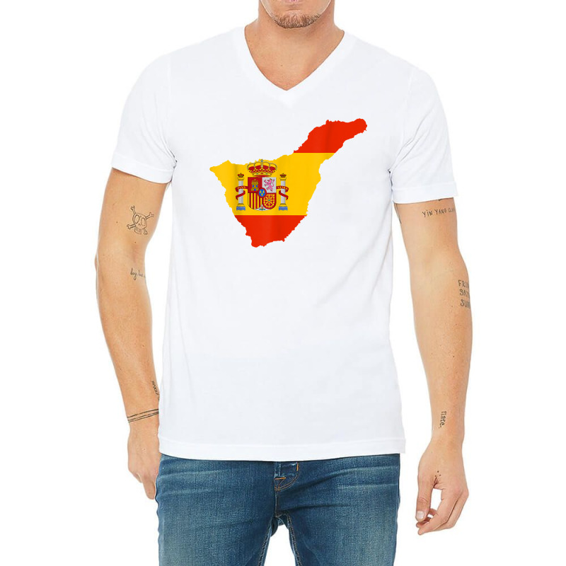 Spain Flag In Tenerife Outline   Tenerife T Shirt V-Neck Tee by veroniquetour3tz | Artistshot