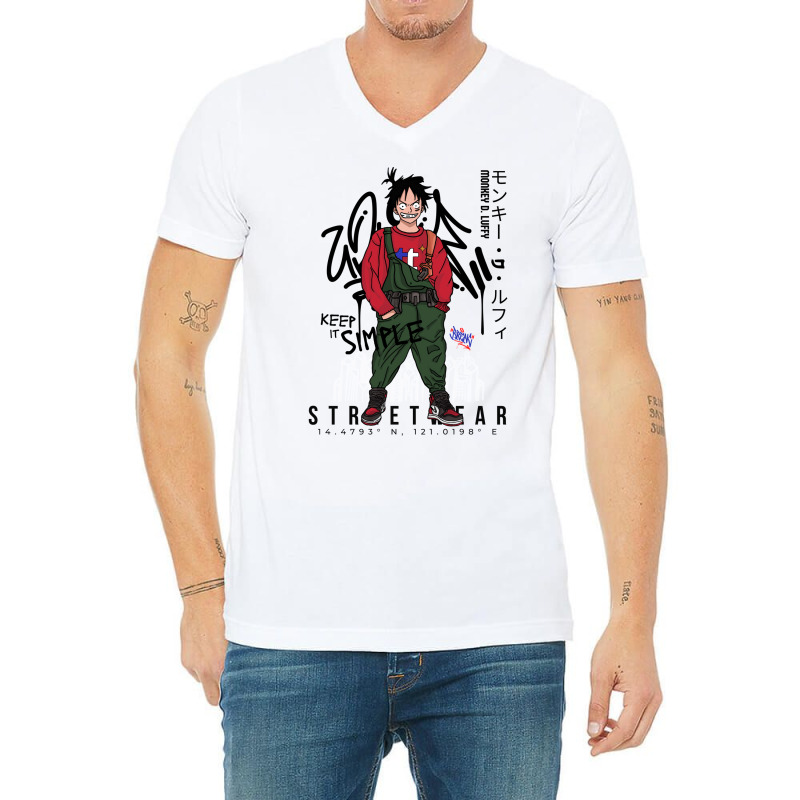 Anime Luffy Strawhat Streetwear Onepiece V-Neck Tee by etheletolibq | Artistshot