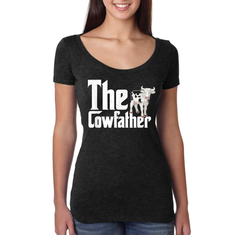 The Cowfather Farmer Farming Farm Animal Cow T Shirt Women's Triblend Scoop T-shirt by veroniquetour3tz | Artistshot