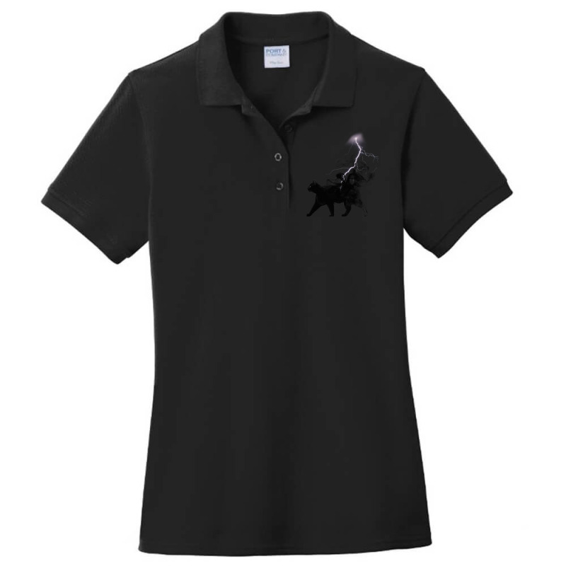 Black Cat Lightning And Metal Ladies Polo Shirt by CAMMIGRAHAM | Artistshot