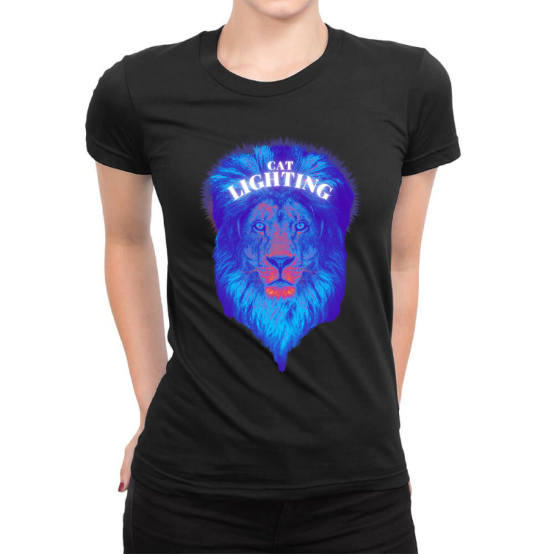 Cat Lighting Ladies Fitted T-Shirt by CAMMIGRAHAM | Artistshot