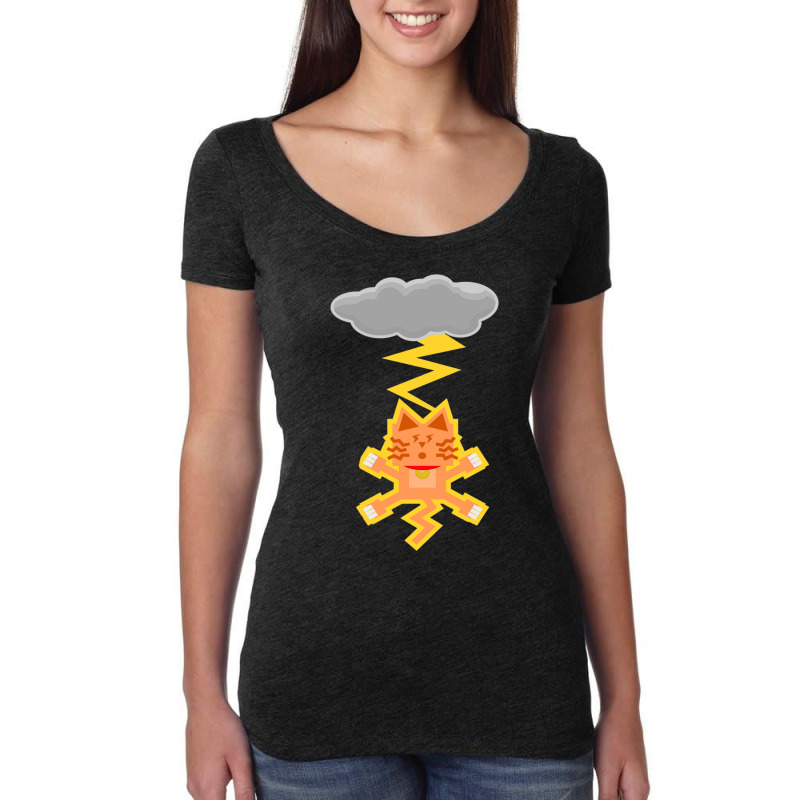 Cat Lightning  Funny Women's Triblend Scoop T-shirt by CAMMIGRAHAM | Artistshot