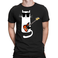 Funny Cat Wearing Sunglasses Playing Bass Guitar T-shirt | Artistshot