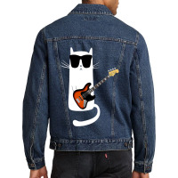 Funny Cat Wearing Sunglasses Playing Bass Guitar Men Denim Jacket | Artistshot