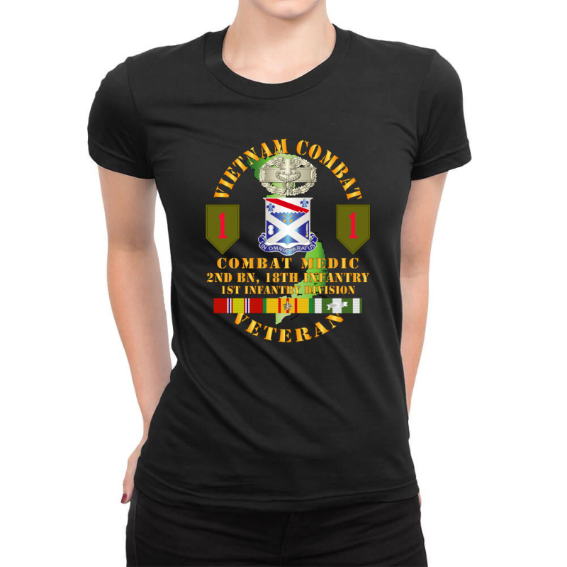 Armee  Vietnam Combat Infantry Veteran W Combat Medic  2. Bn 18. Inf 1 Ladies Fitted T-Shirt by ALEXICDIAZ | Artistshot