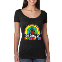 Trending 100 Days Of Kindergarten Rainbow 100th Day School Teacher Women's Triblend Scoop T-shirt | Artistshot