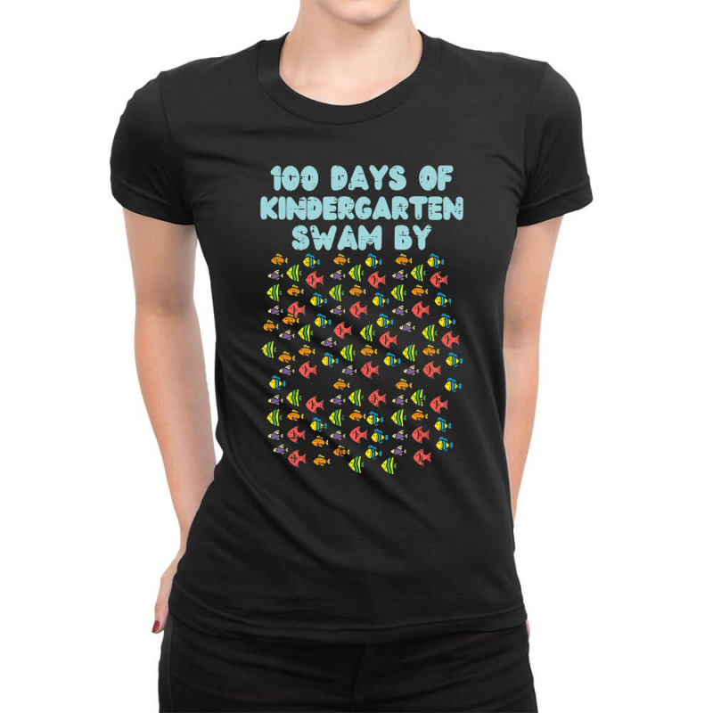 Limited Edition 100 Days Of Kindergarten Swam By Fish 100th Day School Ladies Fitted T-Shirt by Ricarda Petrie | Artistshot