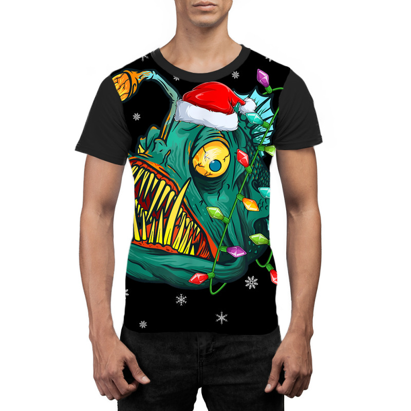 Anglerfish Xmas Lighting Reindeer Hat Anglerfish Christmas T Shirt Graphic T-shirt by dennh | Artistshot