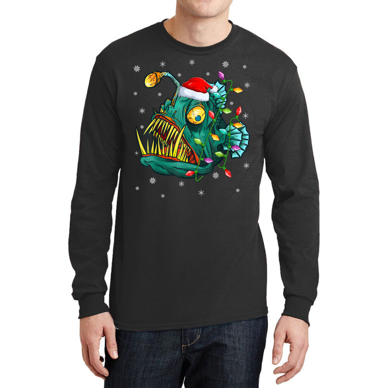 Anglerfish Xmas Lighting Reindeer Hat Anglerfish Christmas T Shirt Long Sleeve Shirts by dennh | Artistshot