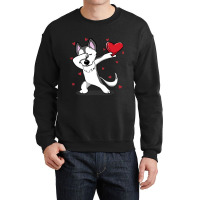 Funny Dabbing Husky Heart Valentine S Day Gift Boys Girls Crewneck Sweatshirt | Artistshot