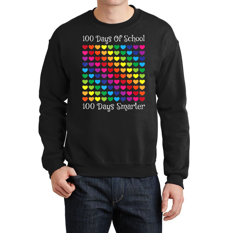 Limited Edition 100 Days Of School 100 Days Smarter Heart Love Boy Gir Crewneck Sweatshirt by Ricarda Petrie | Artistshot