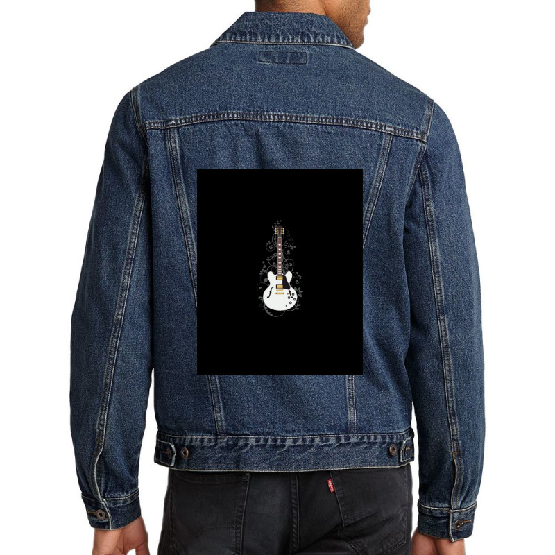 Alpine White Semihollow Electric Guitar Flowering Vines Men Denim Jacket | Artistshot