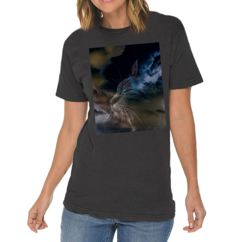 Cat Lightning Of A Cute Tabby Cat Amongst The Dark Clouds And Thunder  Vintage T-Shirt by CAMMIGRAHAM | Artistshot