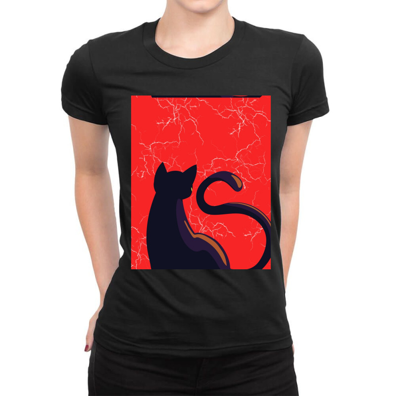 Cat Lightning S Graphic Ladies Fitted T-Shirt by CAMMIGRAHAM | Artistshot