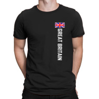 Great Britain Vertical With Flag White Text T-shirt | Artistshot