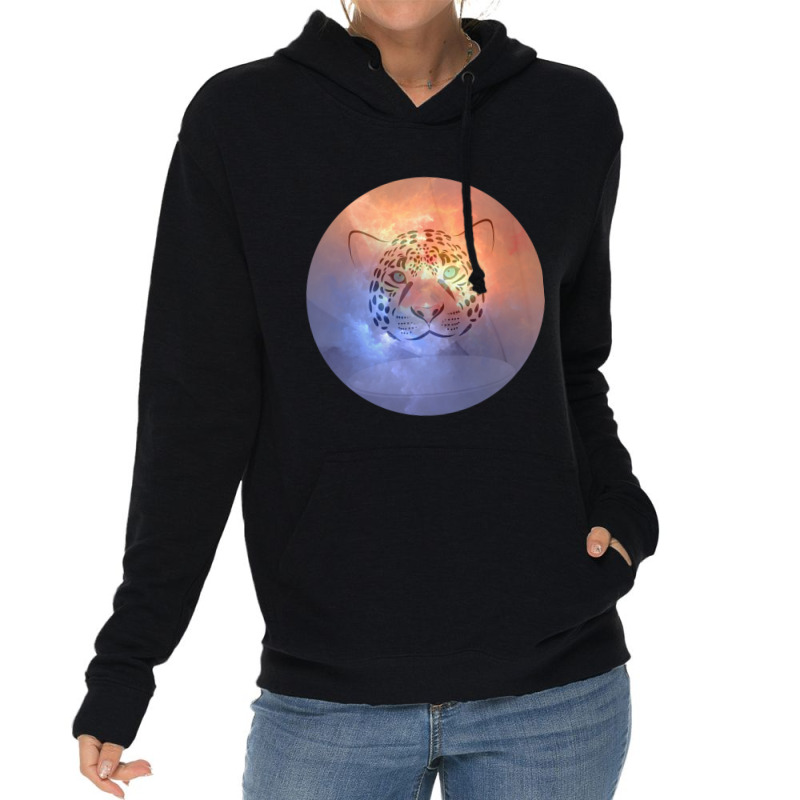 Cat Lightning White Spotted Leopard On A Colorful Lightning Aesthetic  Lightweight Hoodie | Artistshot