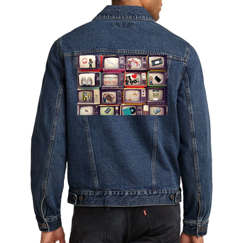 Adventures In Adulting 90x27s Tv Sets Poster Men Denim Jacket | Artistshot