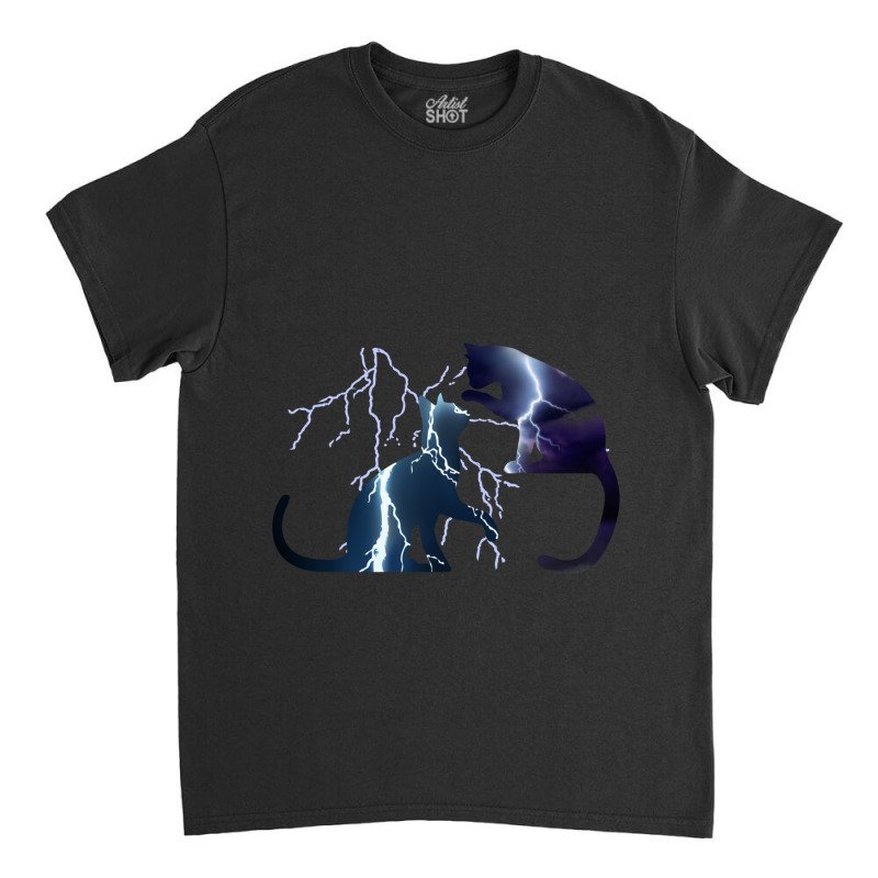 Cool Cat Lightning Thunder Design Gift For Dad And Mom Classic T-shirt by CAMMIGRAHAM | Artistshot