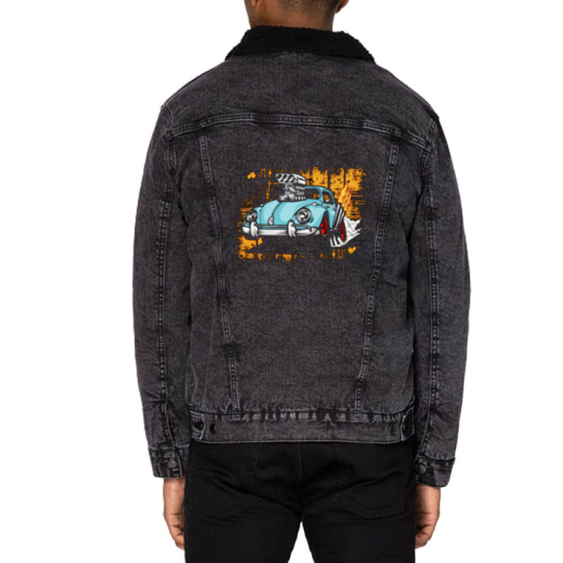 Vw Classic Drag Beetle Unisex Sherpa-lined Denim Jacket | Artistshot
