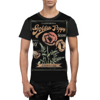 Trendy California Golden Poppy Vintage Stamp Graphic T-shirt | Artistshot