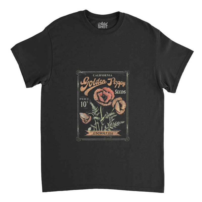 Trendy California Golden Poppy Vintage Stamp Classic T-shirt | Artistshot