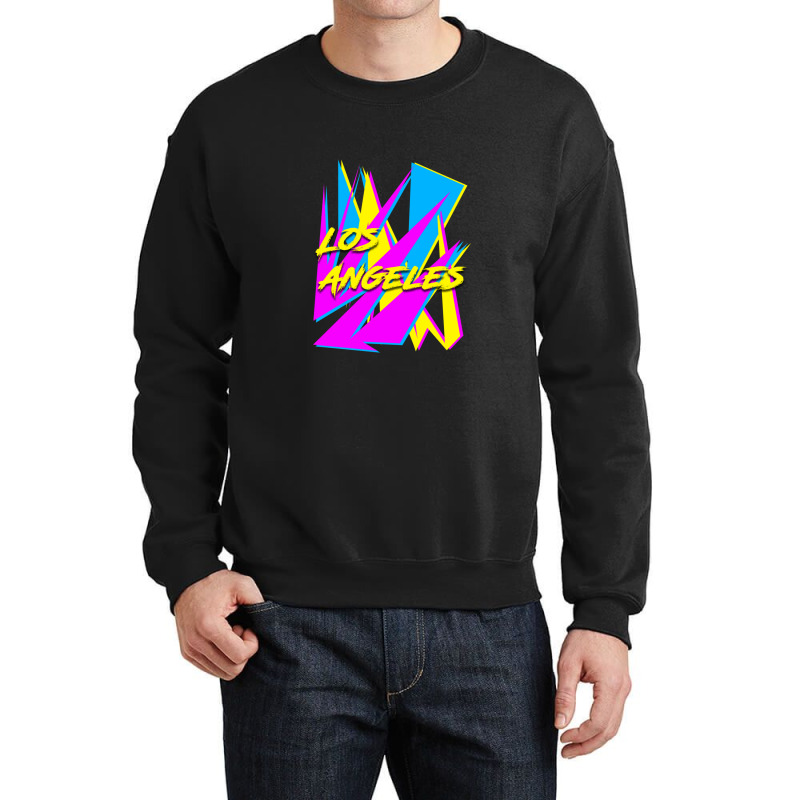 Los Angeles Retrowave Sharp Angles Cmyk Neon 80s Edition 1 Crewneck Sweatshirt | Artistshot