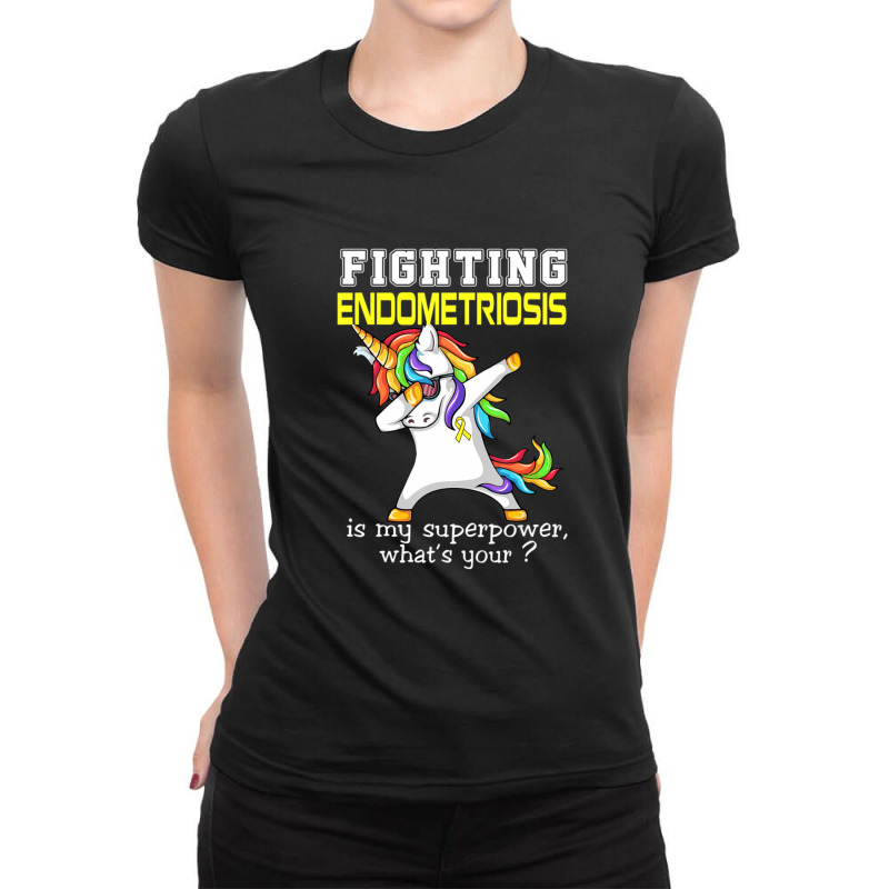 Unicorn Fighting Endometriosis Awareness Ladies Fitted T-Shirt by KevinAllenPhillips | Artistshot