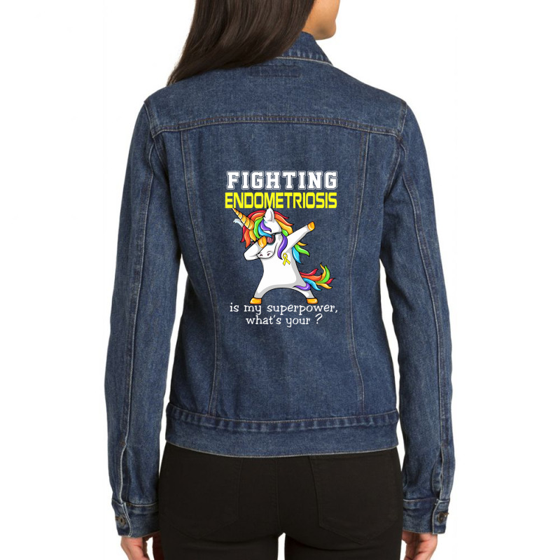 Unicorn Fighting Endometriosis Awareness Ladies Denim Jacket by KevinAllenPhillips | Artistshot