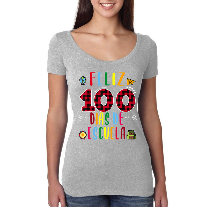 Hot Trend Feliz 100 Dias De La Escuela 100 Days Of School Spanish Women's Triblend Scoop T-shirt by Hugo Flowers | Artistshot