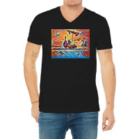 Viking Warrior In A Boat  Vintage Hipster V-neck Tee | Artistshot