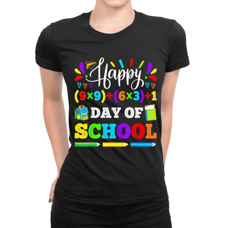 Limited Edition Happy 100th Day Of School Math Problem 100th Day Of Sc Ladies Fitted T-Shirt by Berrios Crisp | Artistshot