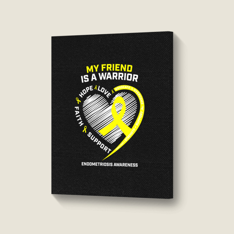 Women Men Yellow Endo Warrior Friend Endometriosis Awareness Portrait Canvas Print | Artistshot