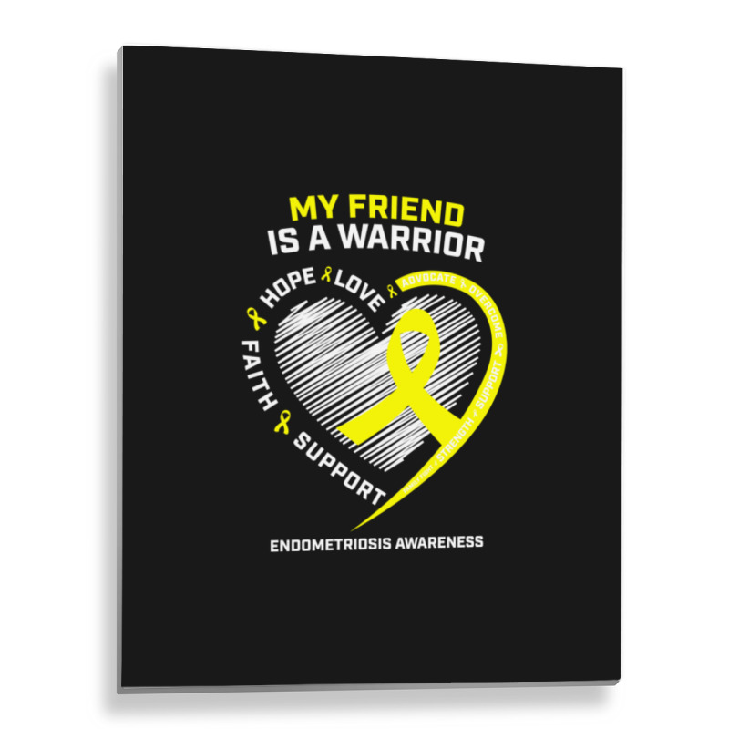 Women Men Yellow Endo Warrior Friend Endometriosis Awareness Metal Print Vertical | Artistshot