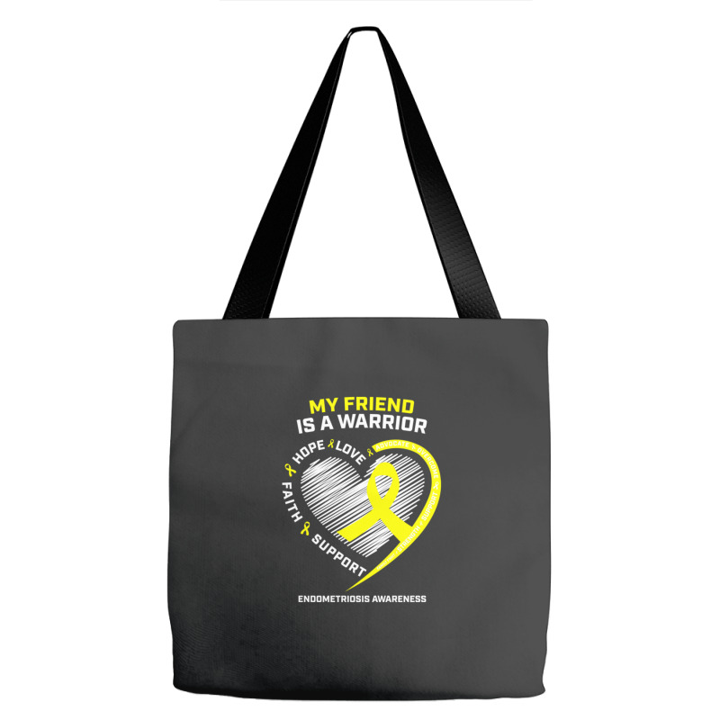 Women Men Yellow Endo Warrior Friend Endometriosis Awareness Tote Bags | Artistshot