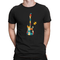 Retro Style Puzzle Sstyle Electric Guitar Silhouette T-shirt | Artistshot