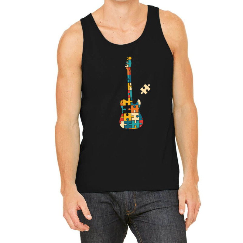 Retro Style Puzzle Tstyle Electric Guitar Silhouette Tank Top by SandraSerna | Artistshot