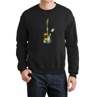 Retro Style Puzzle Tstyle Electric Guitar Silhouette Crewneck Sweatshirt | Artistshot