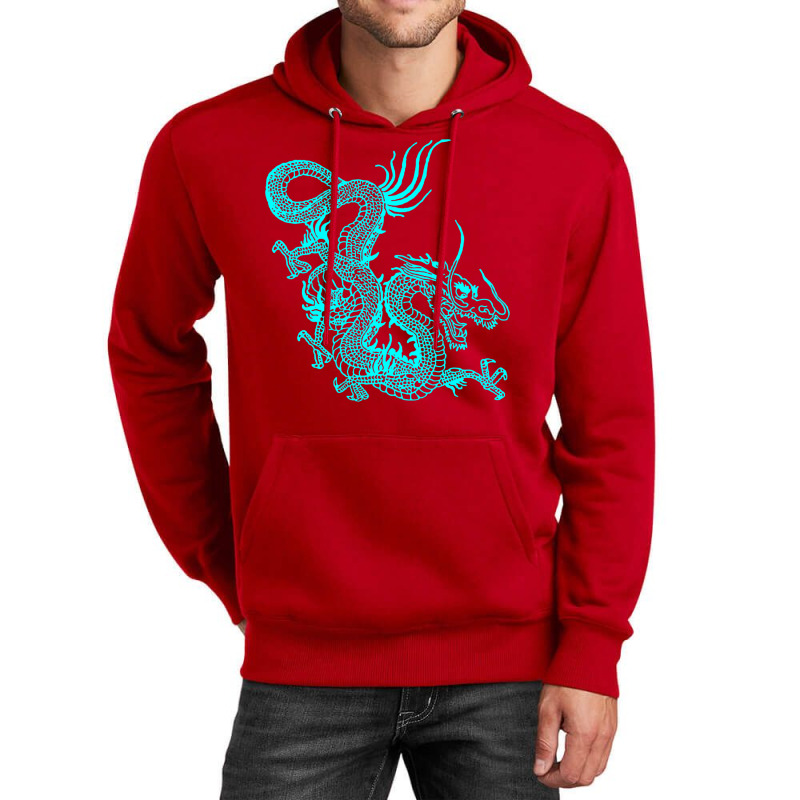 Turquoise Chinese Dragon Unisex Hoodie by dobajagoldiiy | Artistshot