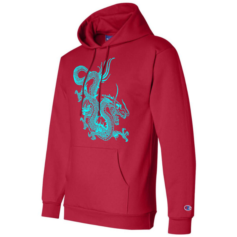 Turquoise Chinese Dragon Champion Hoodie by dobajagoldiiy | Artistshot