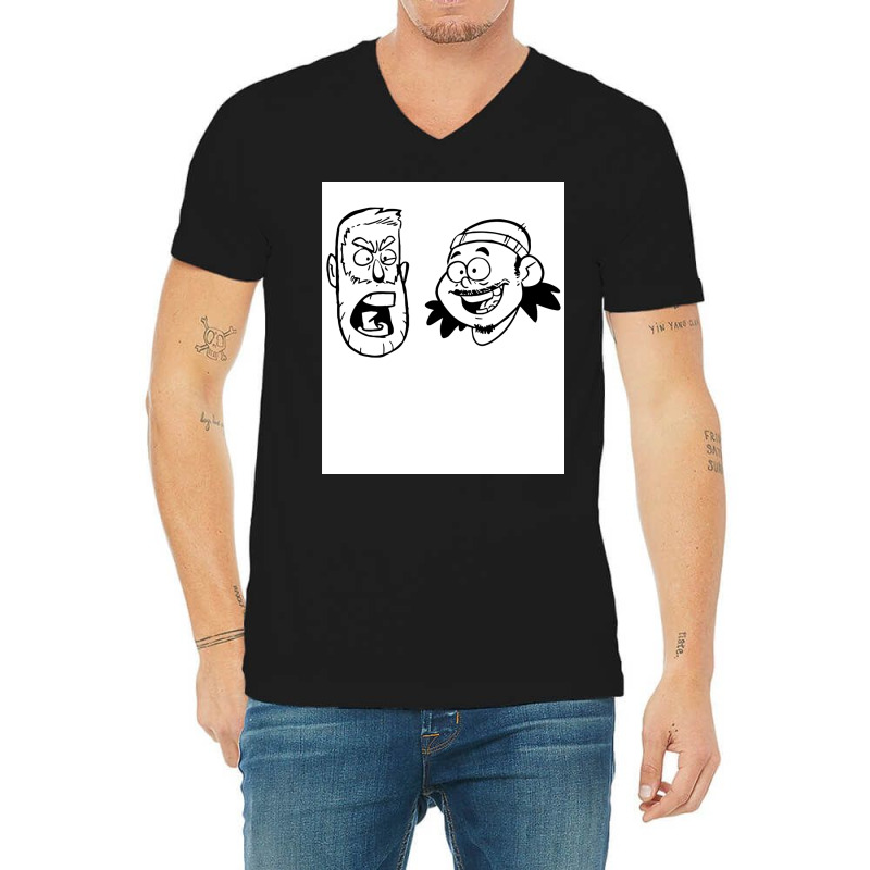 Black And White Art Andrew Santino Amp Bobby Lee Poster Boy V-neck Tee | Artistshot