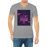 Space Tv Poster Hipster V-neck Tee | Artistshot