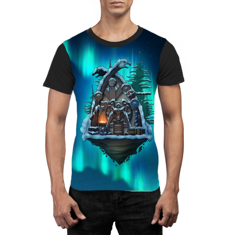 Flying Viking Hut Viking House  Aesthetic Summer Graphic T-shirt | Artistshot