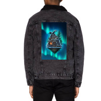 Flying Viking Hut Viking House  Aesthetic Summer Unisex Sherpa-lined Denim Jacket | Artistshot