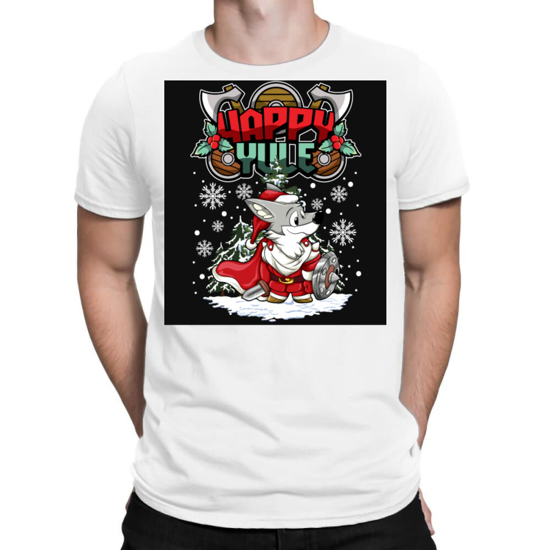 Happy Yule Viking Husky Dog Christmas  Quote Red T-shirt | Artistshot