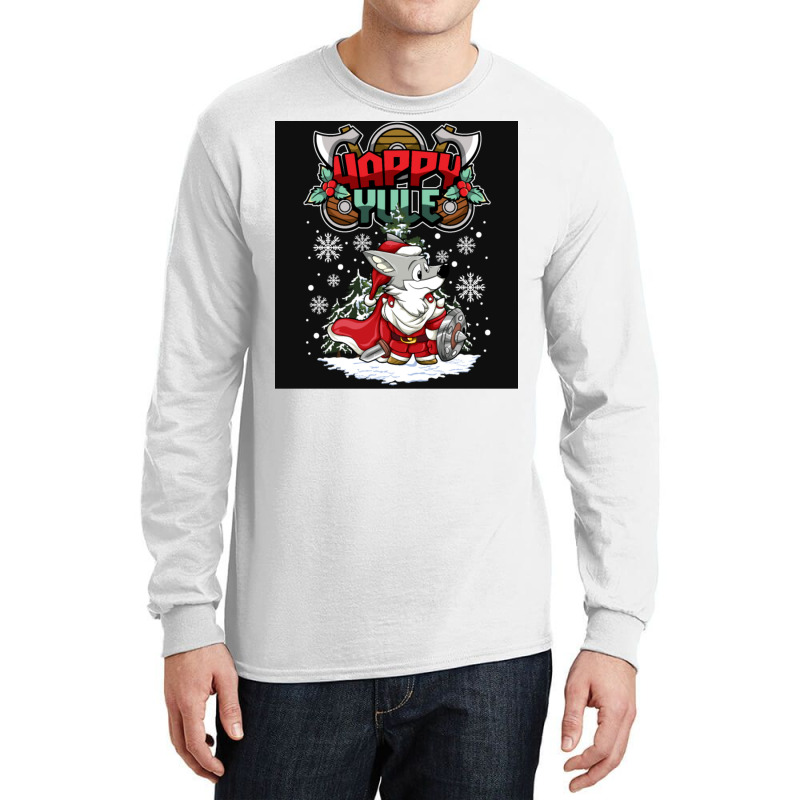 Happy Yule Viking Husky Dog Christmas  Quote Red Long Sleeve Shirts | Artistshot