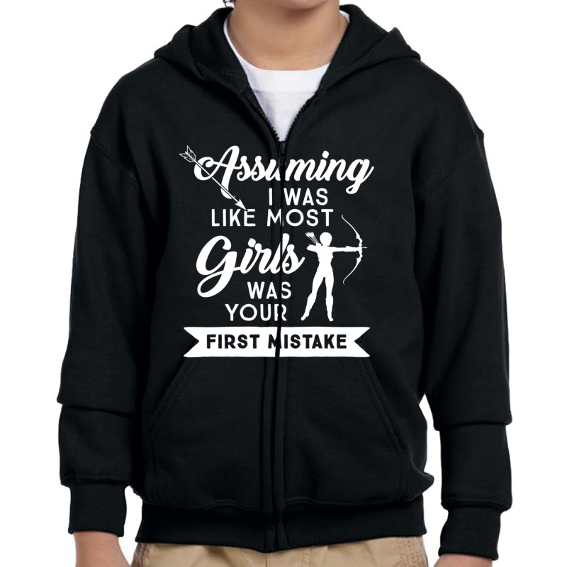 Trending Women Archer Not Like Most Girls Bow Hunting Youth Zipper Hoodie by Trudeau Palmer | Artistshot